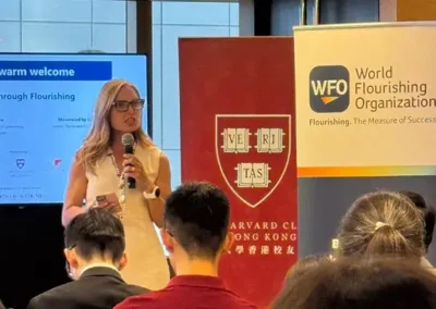 Karen Seymour speaking at the Impact Through Flourishing Event